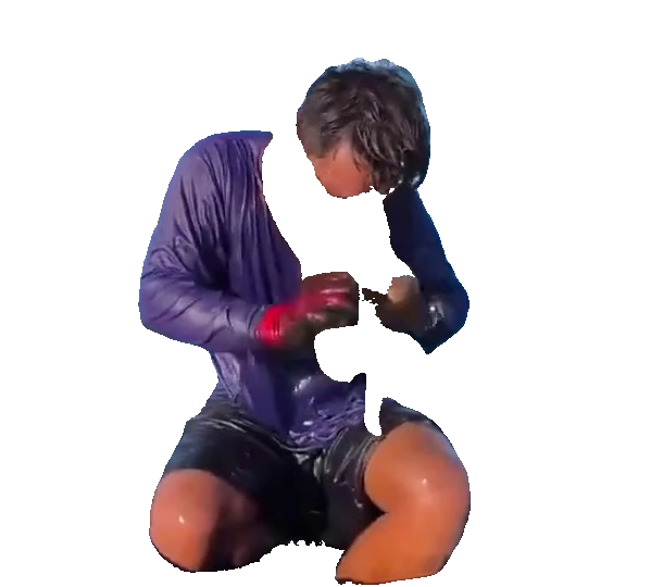 Man in purple shirt