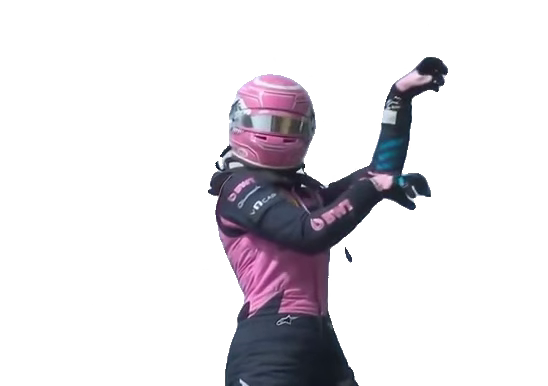 Driver in pink racing suit