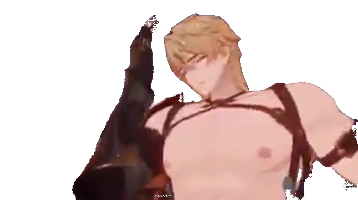 Shirtless blond anime man