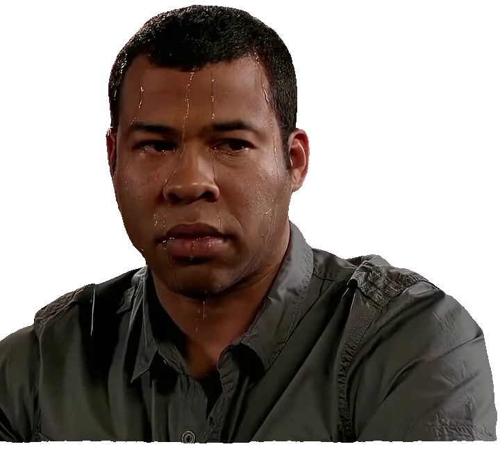Sweating man in grey shirt